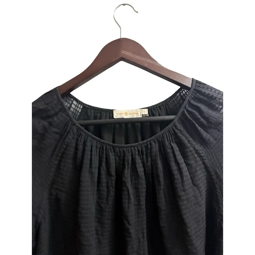 Tory Burch sz 4 womens black blouse balloon sleeve career minimalist capsule
